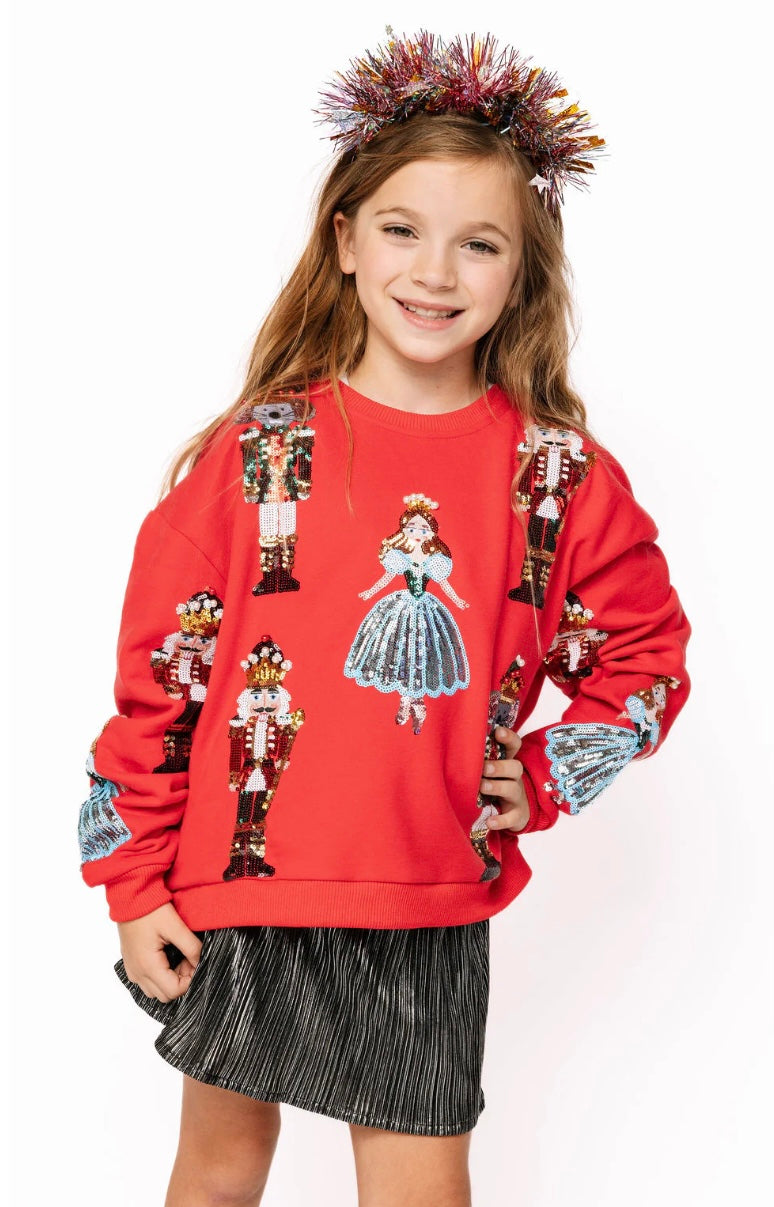 Queen Of Sparkle Kids Red Nutcracker Ballet Sweatshirt