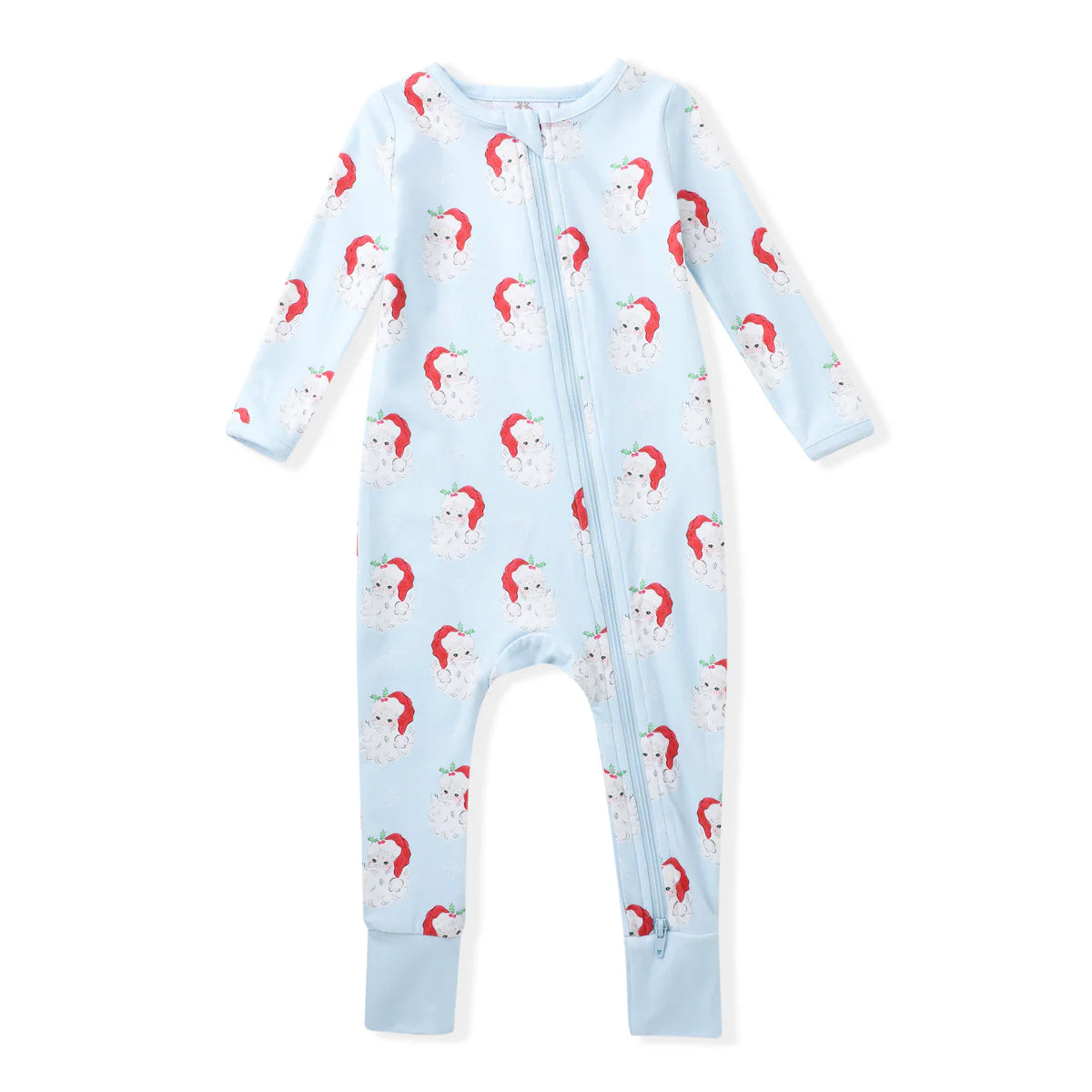 Santa Baby Blue Butterknit Layette Romper
