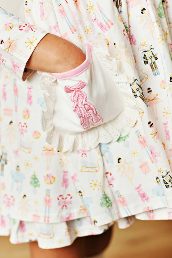 Nutcracker Ballet Embroidery Pocket Dress