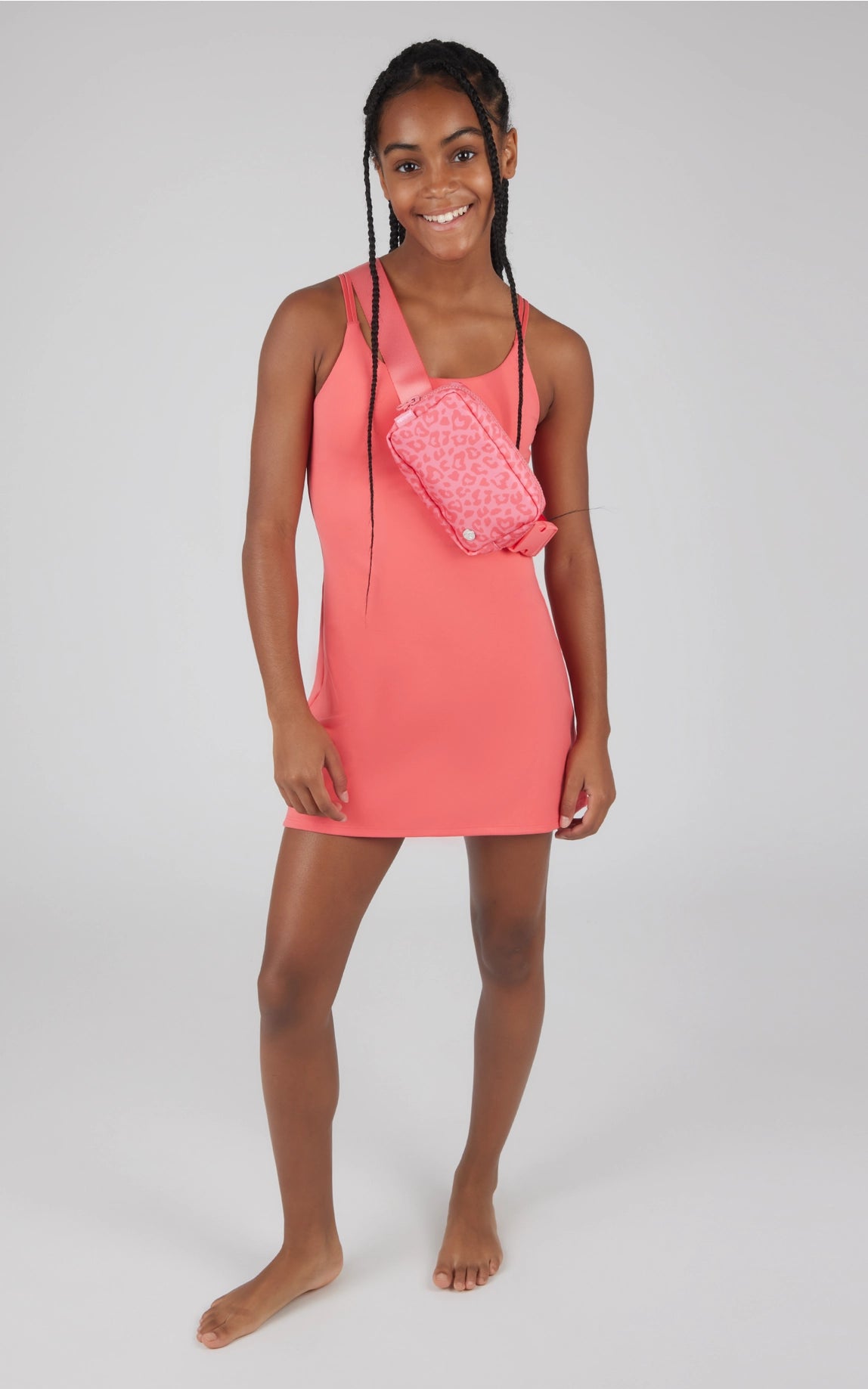 Calypso Coral Dress w/ Leopard Bag