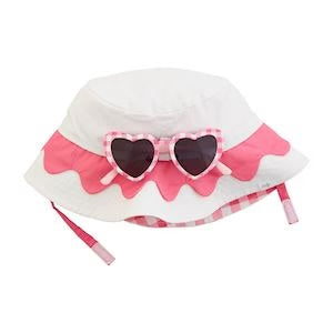 White/Pink Hat & Sunglasses Set