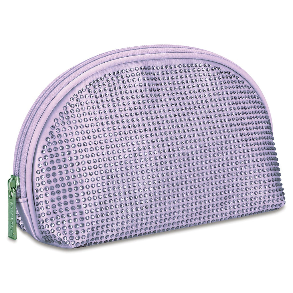 Lavender Rhinestone Oval Cosmetic Bag