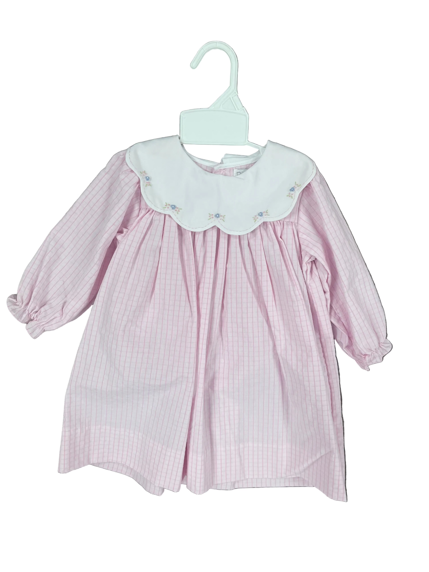 Pink Embroidered Flower Dress W/ White Collar