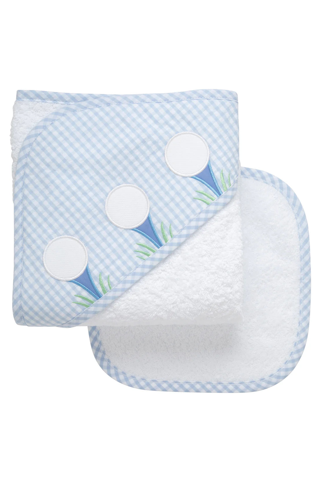 Golf Applique Hooded Towel & Washcloth Set, Blue