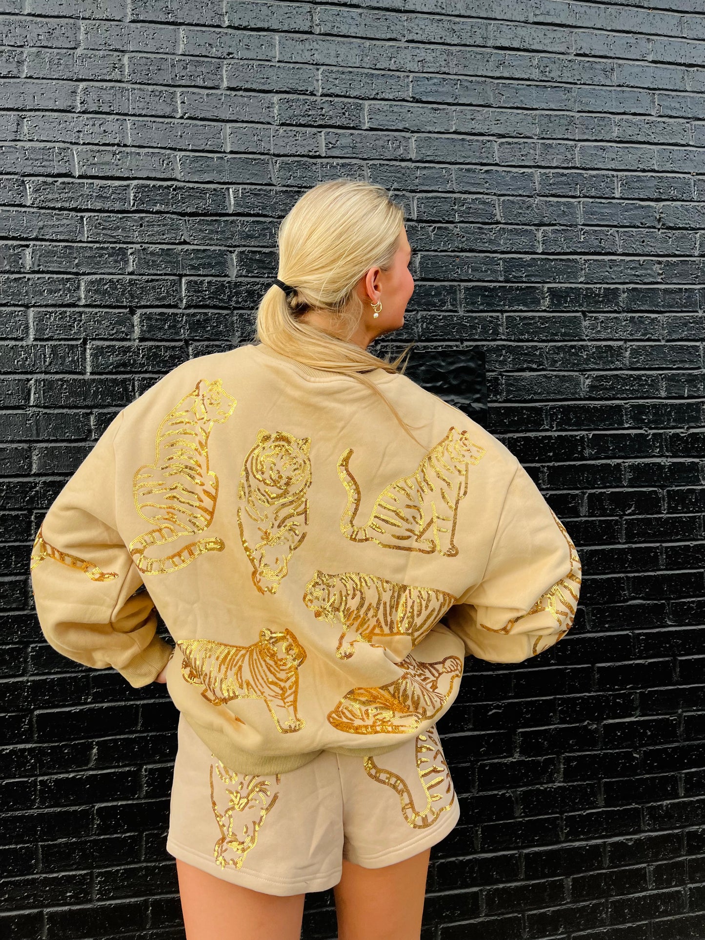 Beige & Gold Tiger Sweatshirt