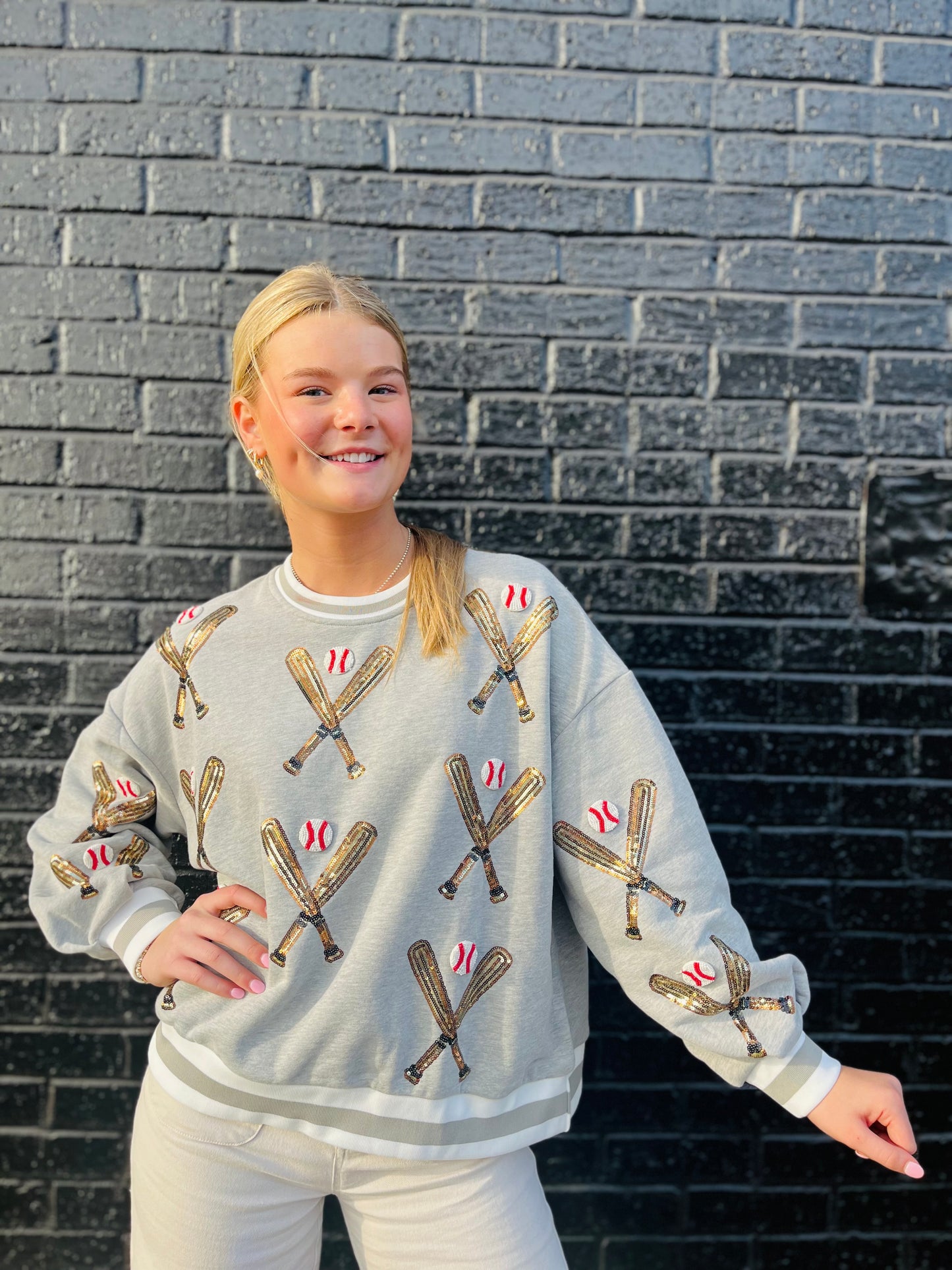 Grey Baseball Bat Sweatshirt