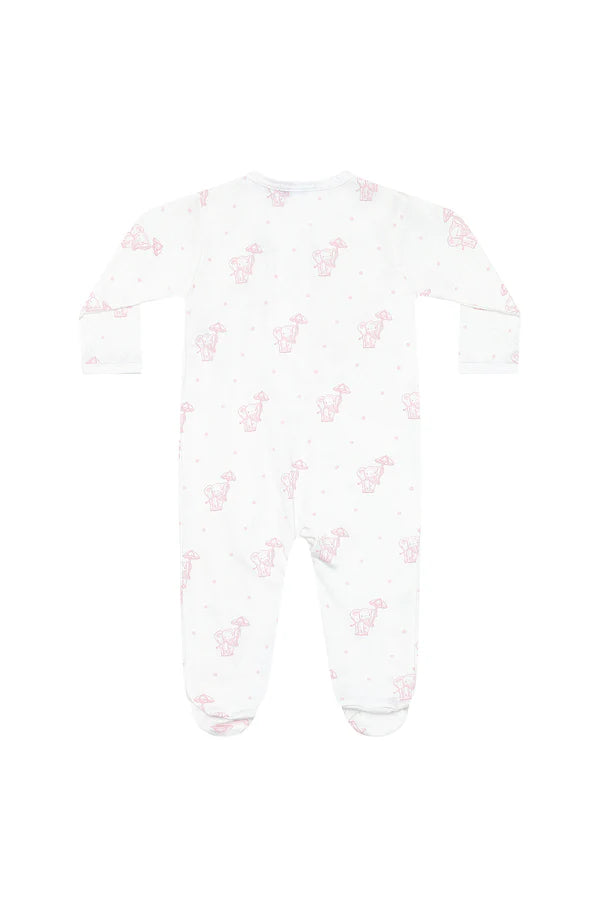 Pink Elephant Zipper Footie