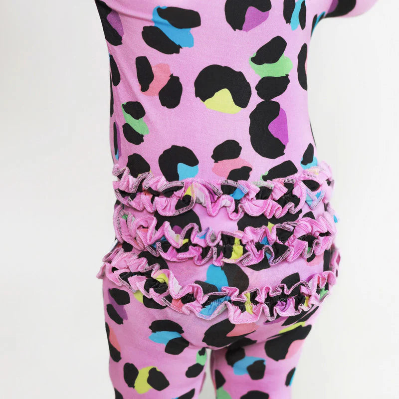 Electric Leopard Ruffle Footie