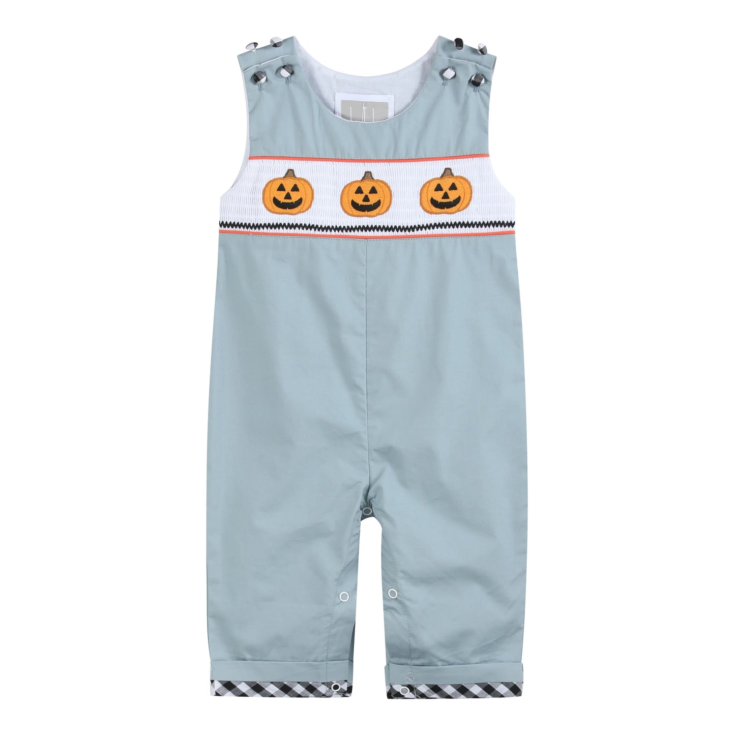 Gray Halloween Smocked Overalls