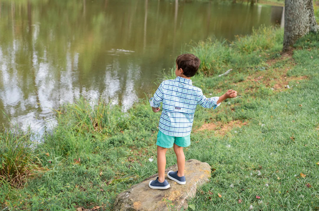 Marine Green Pawleys Island Plaid Fishing Shirt