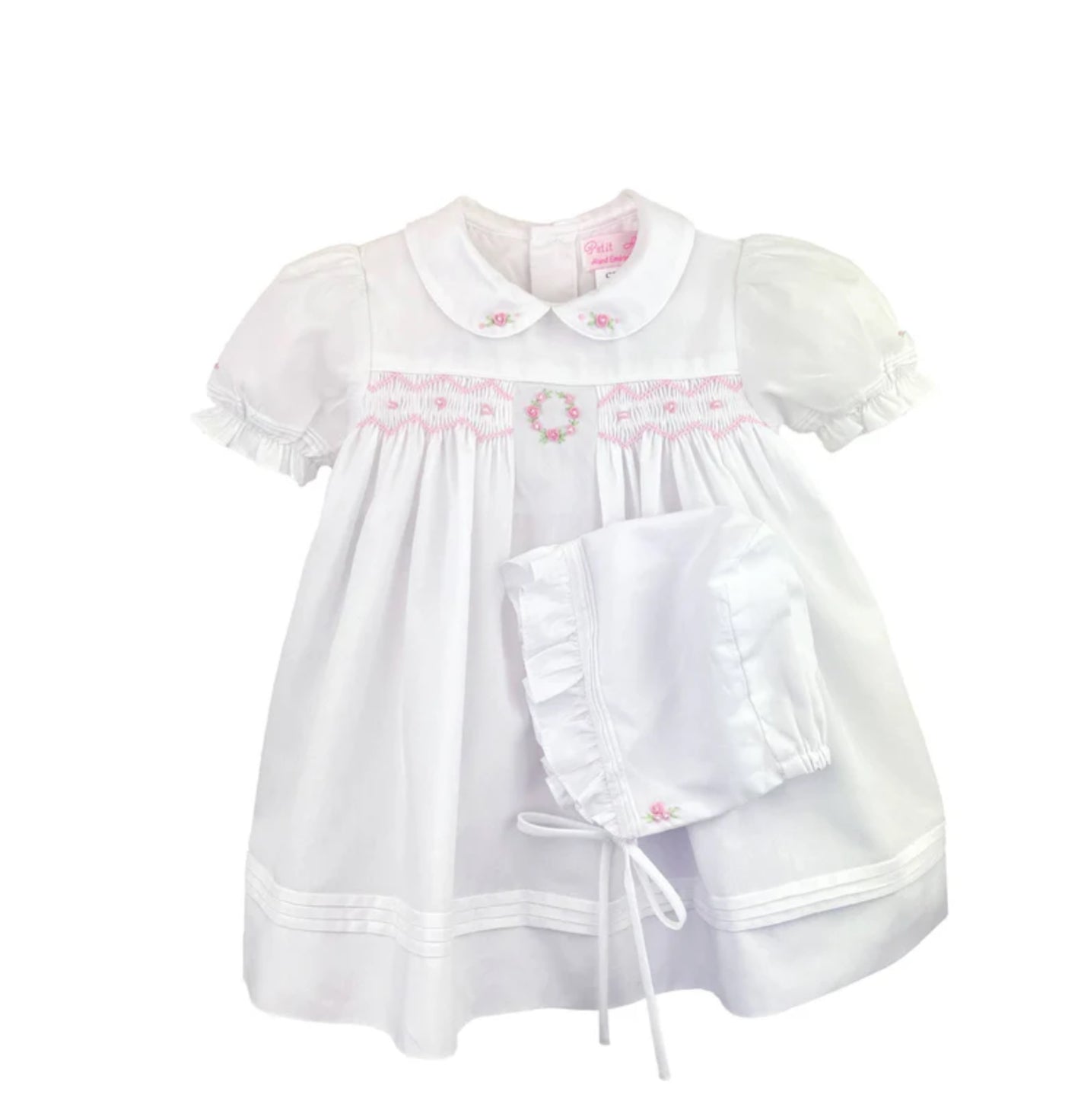 Flower Embroidered Smocked Dress Set