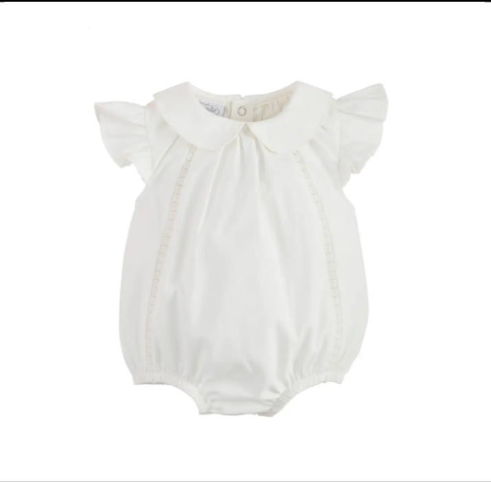White Collared Poplin Baby Bubble