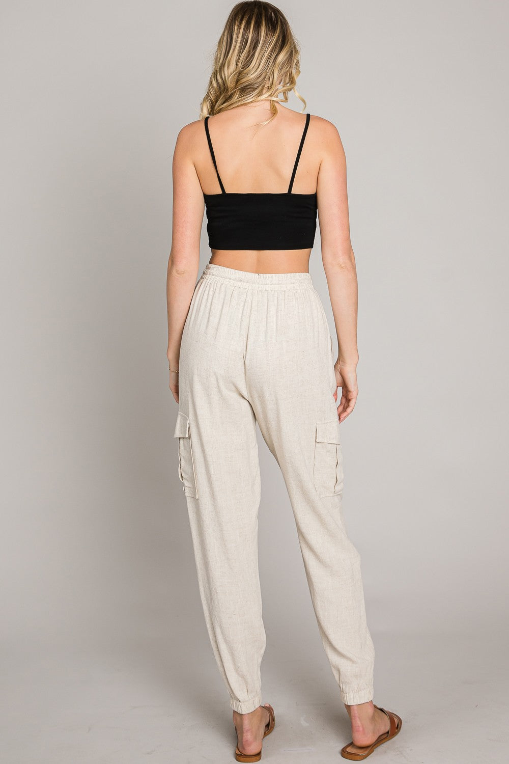 Natural Linen Cargo Joggers