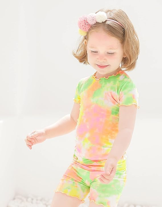 Neon Orange Tie Dye Bamboo Short Set