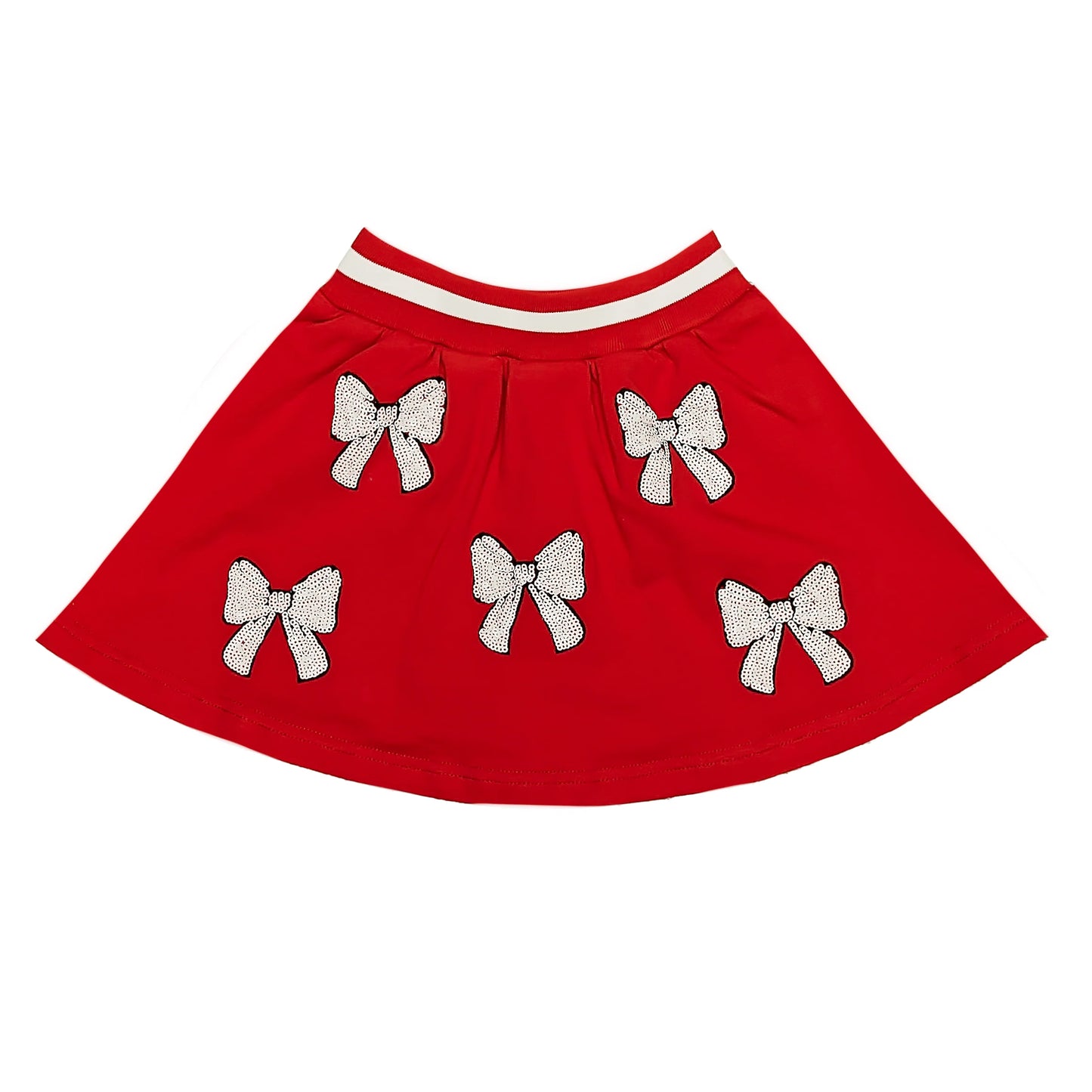 Red & White Bow Sequin Skort