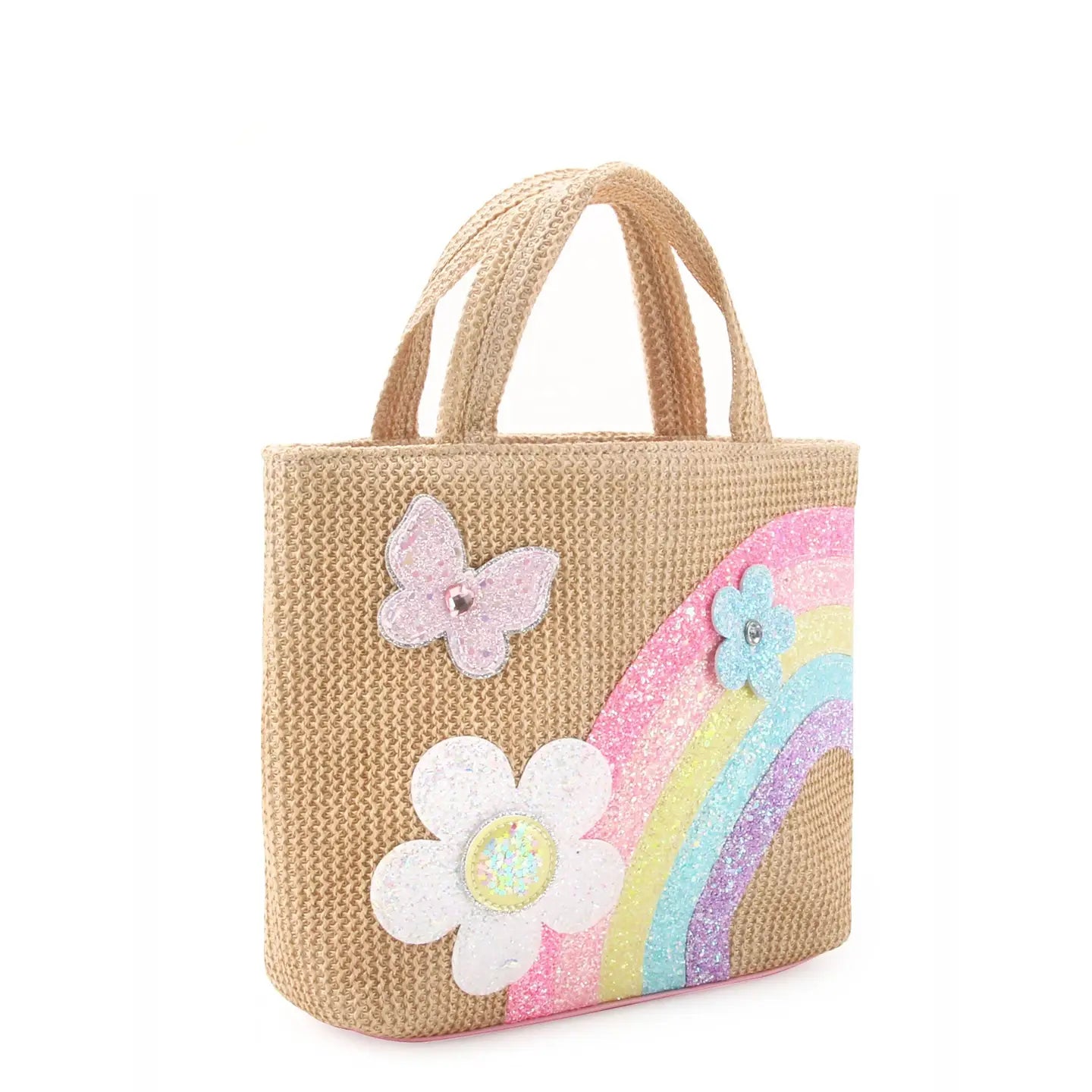 Daisy & Rainbow Straw Mini Tote Bag