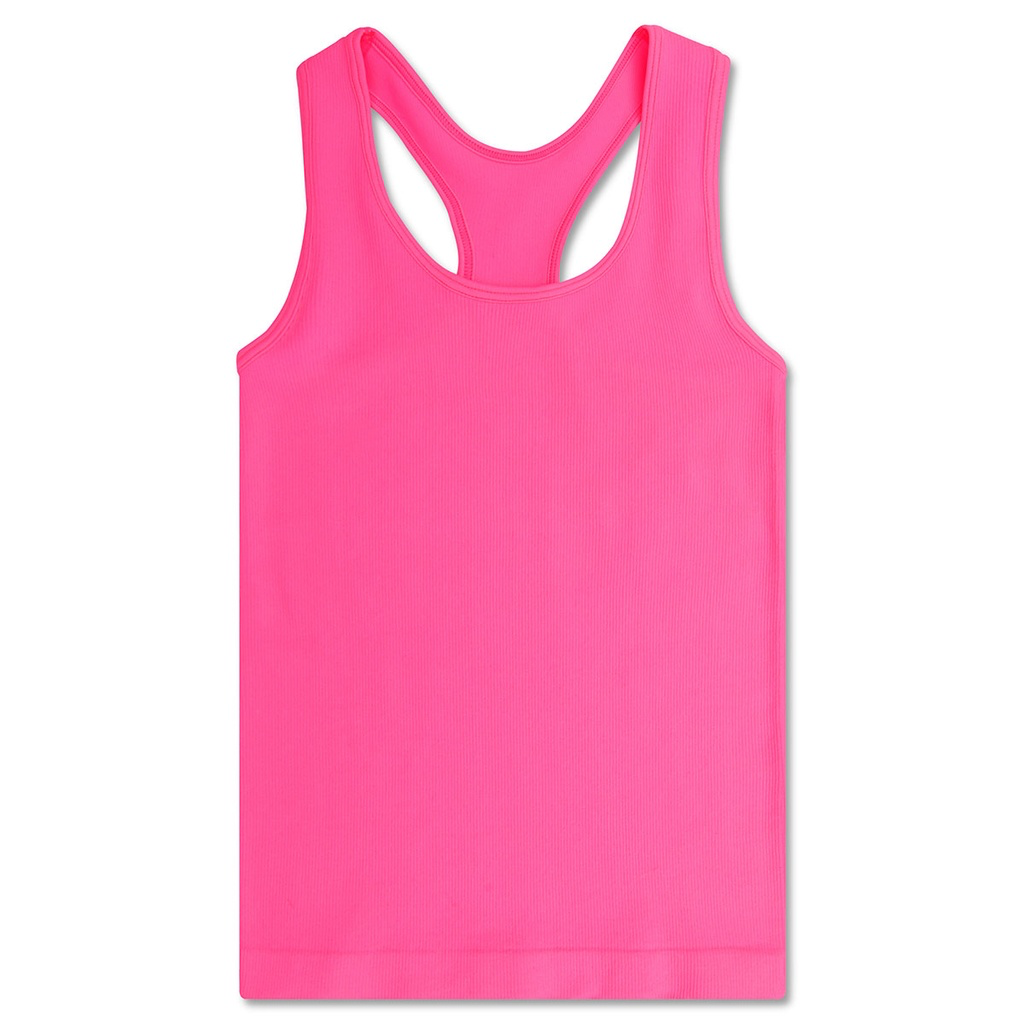 Bright Pink Ribbed Racerback