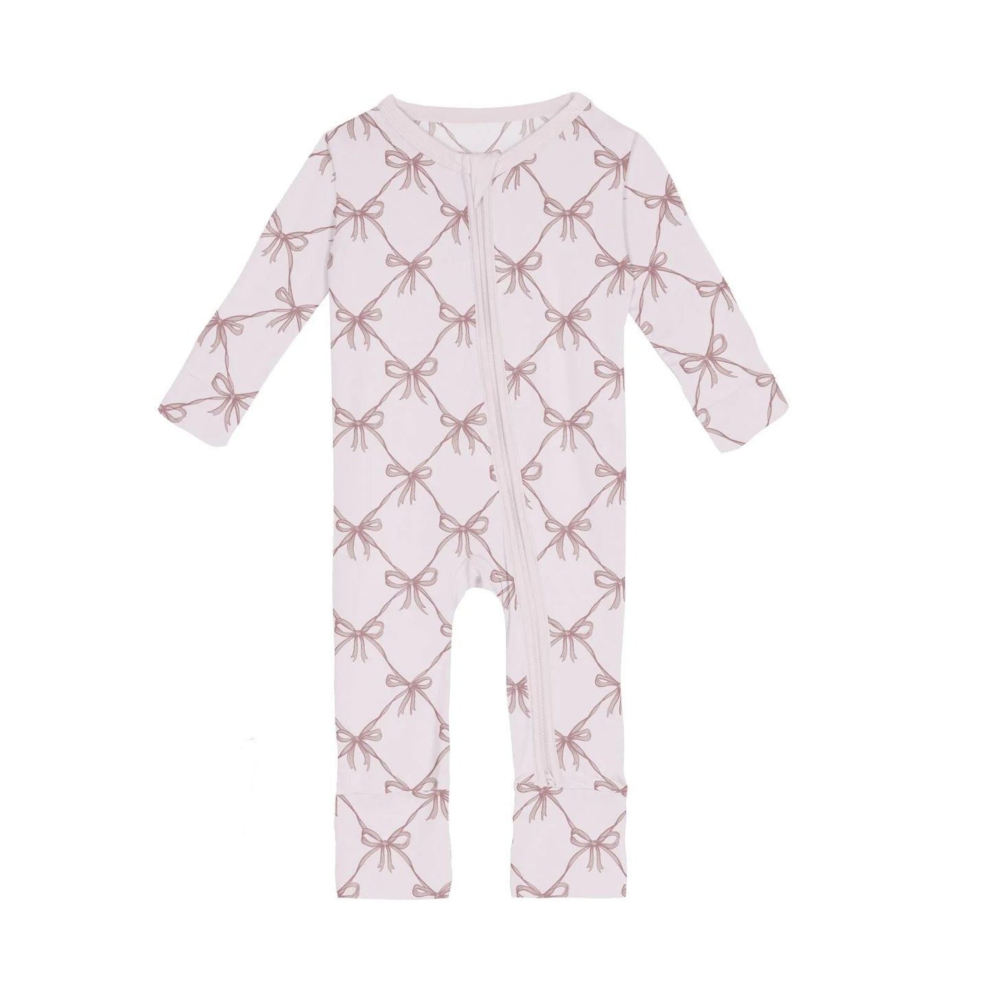 Convertible Coverall in Shrinking Violet Bow Lattice