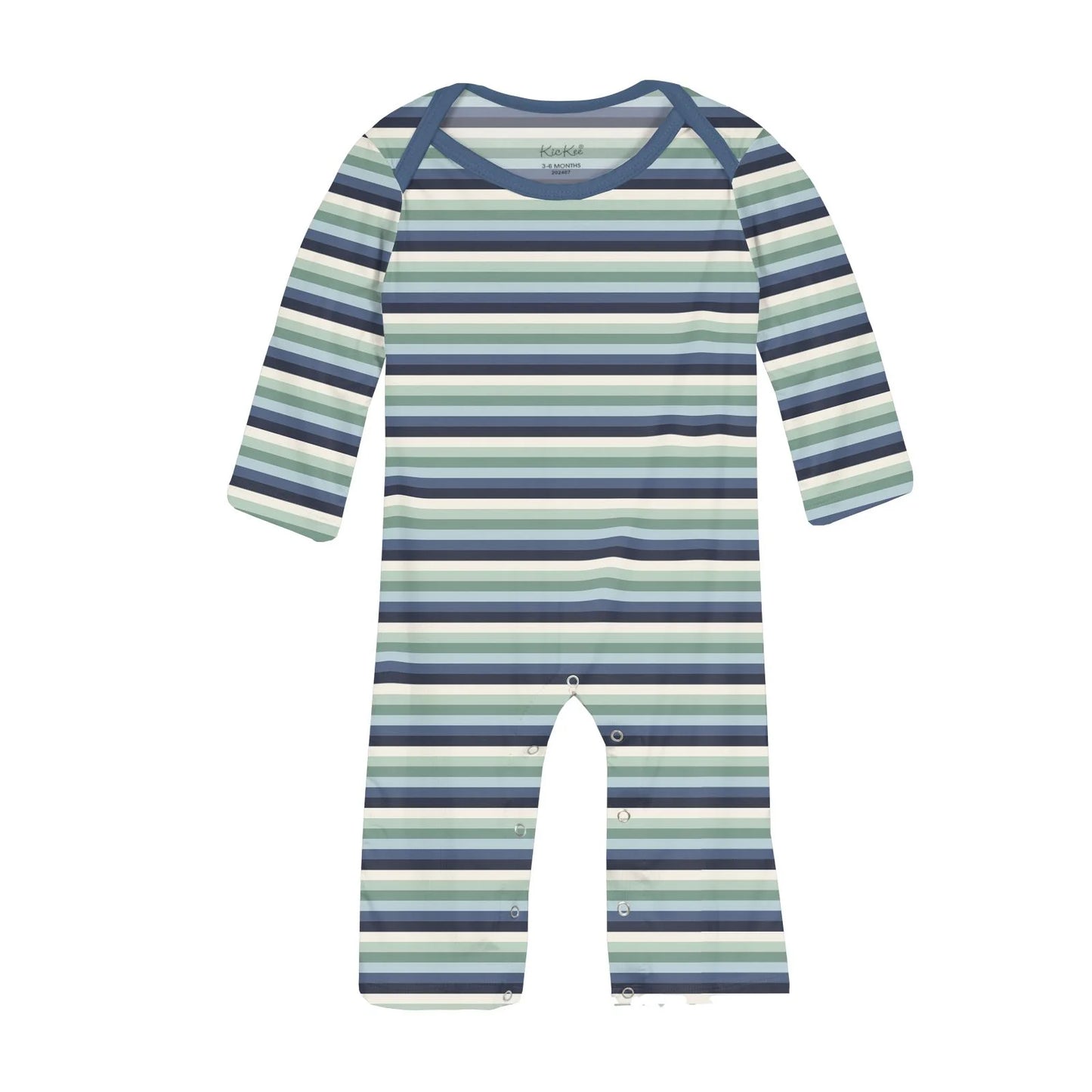 Long Sleeve Beau Romper in Denim Stripe