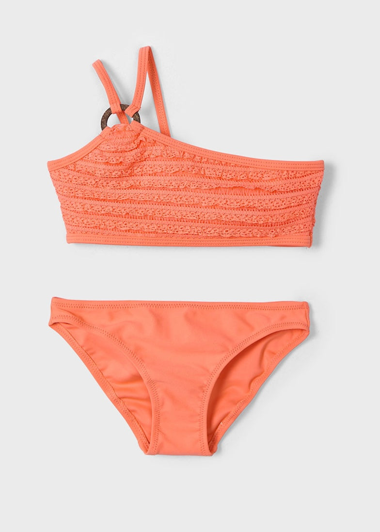 Tangerine Ruffle Bikini w/Ring Detail