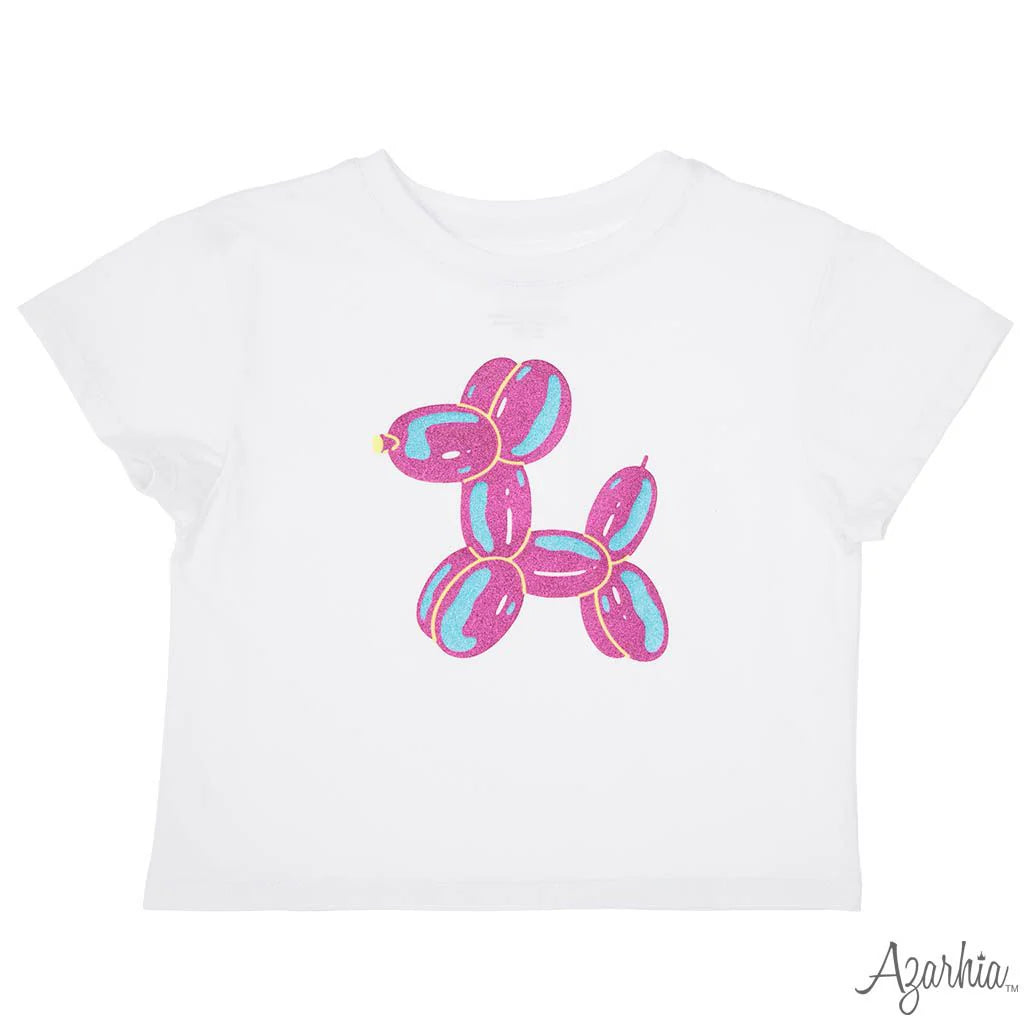 Glitter Neon Balloon Dog White Boxy Tee