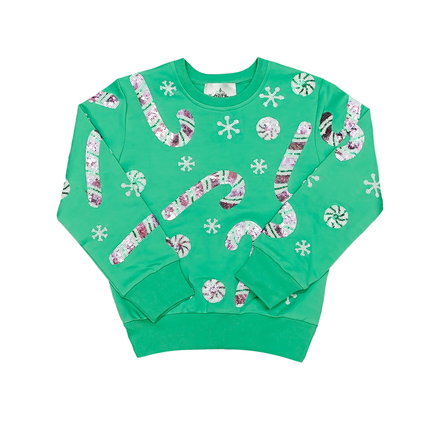 Candy Cane Teal Sequin Sweatshirt