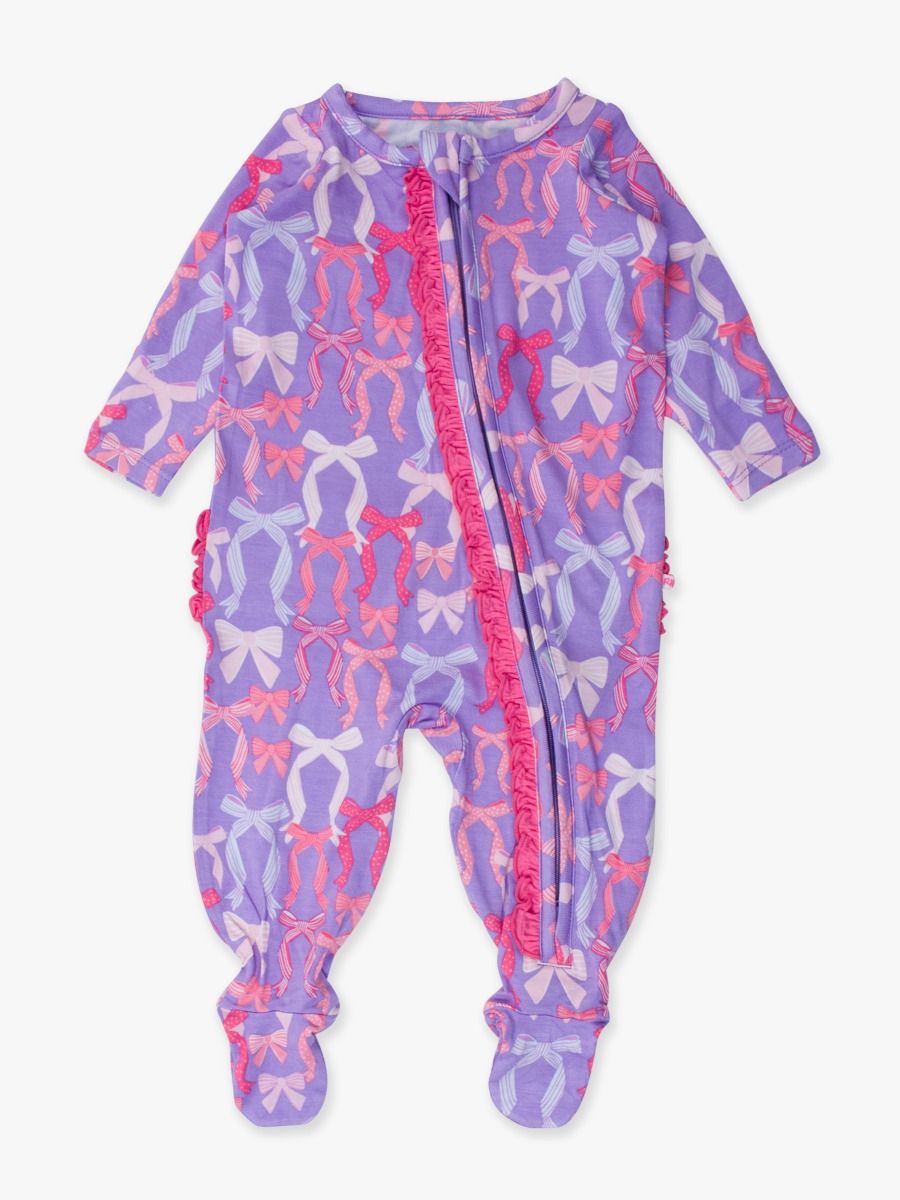 Rosy Ribbons Ruffle Footie