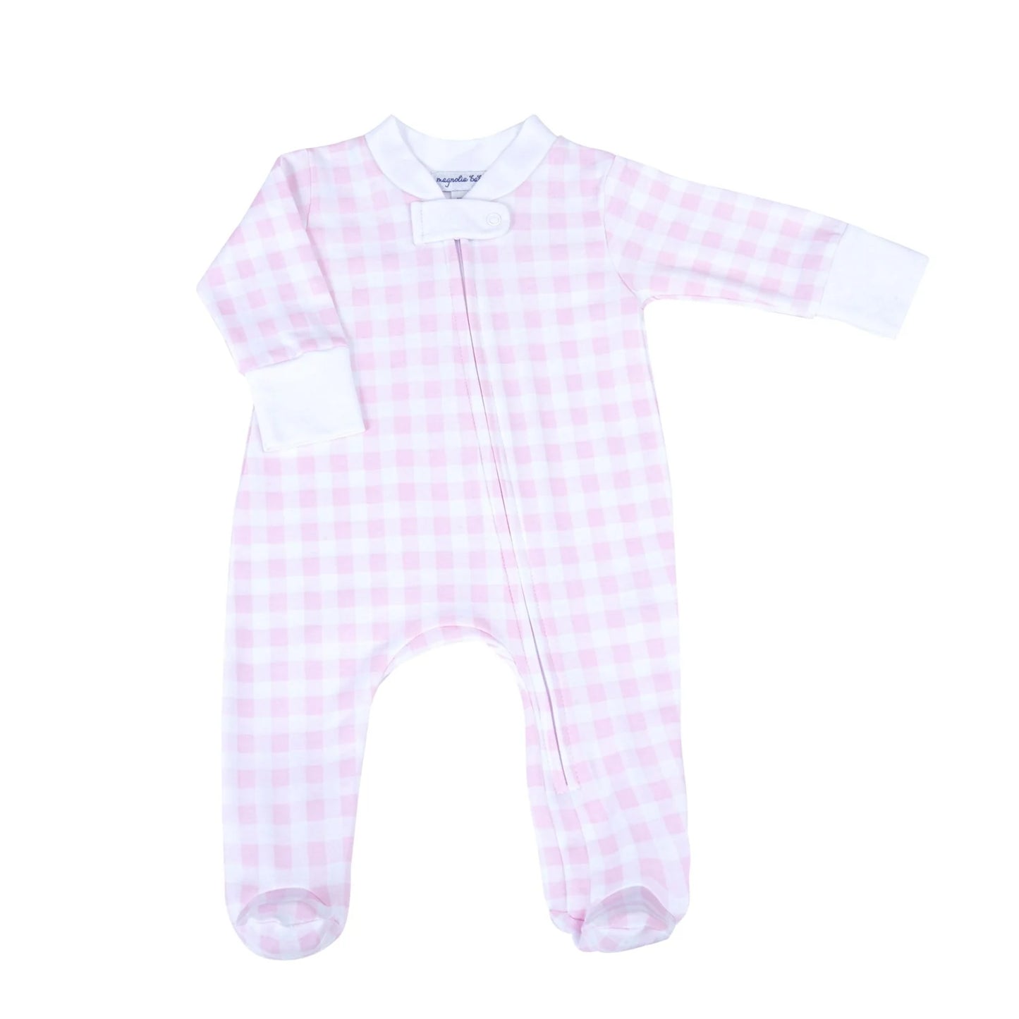 Pink Checks Zipper Footie