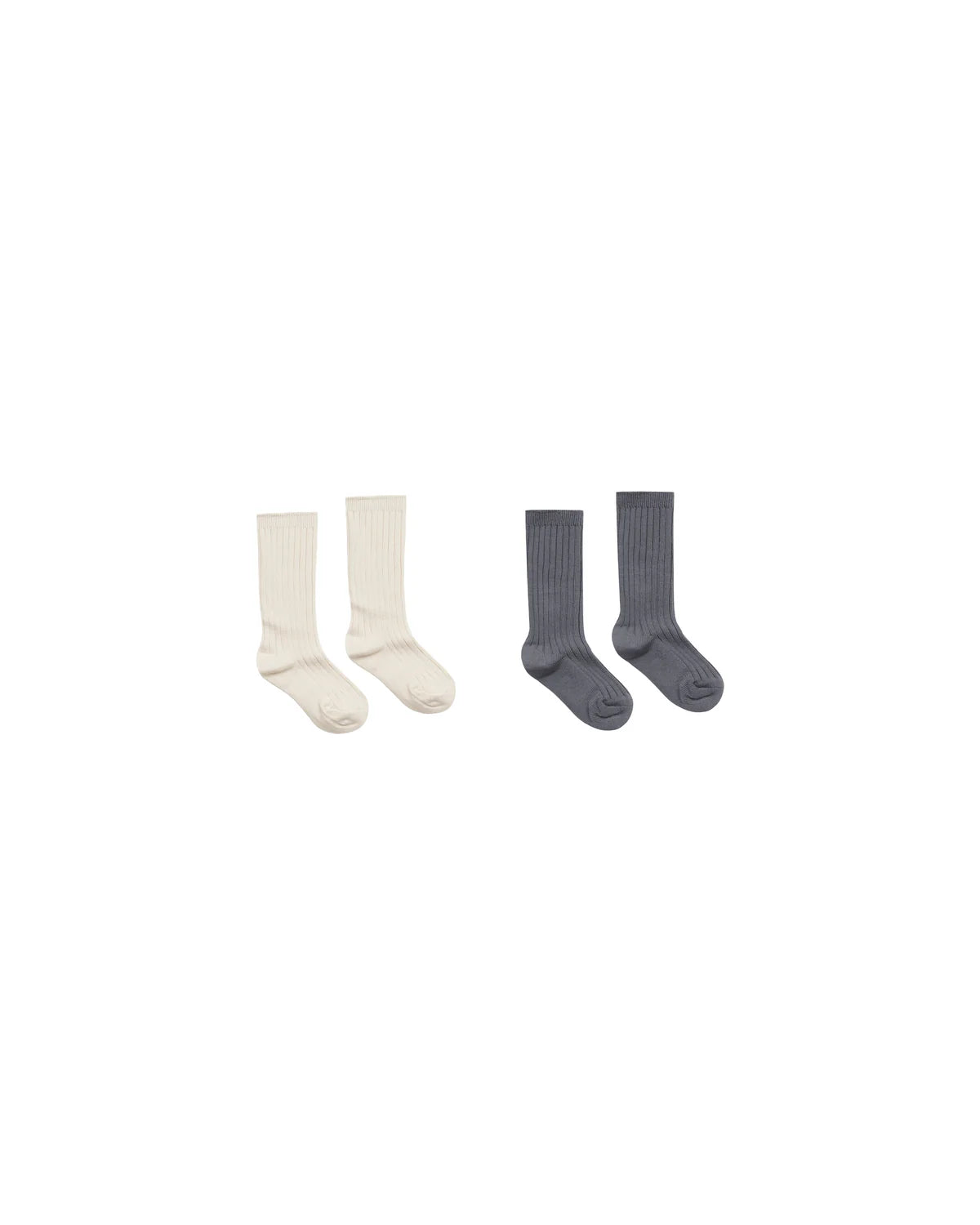 Natural, & Indigo Ribbed Socks
