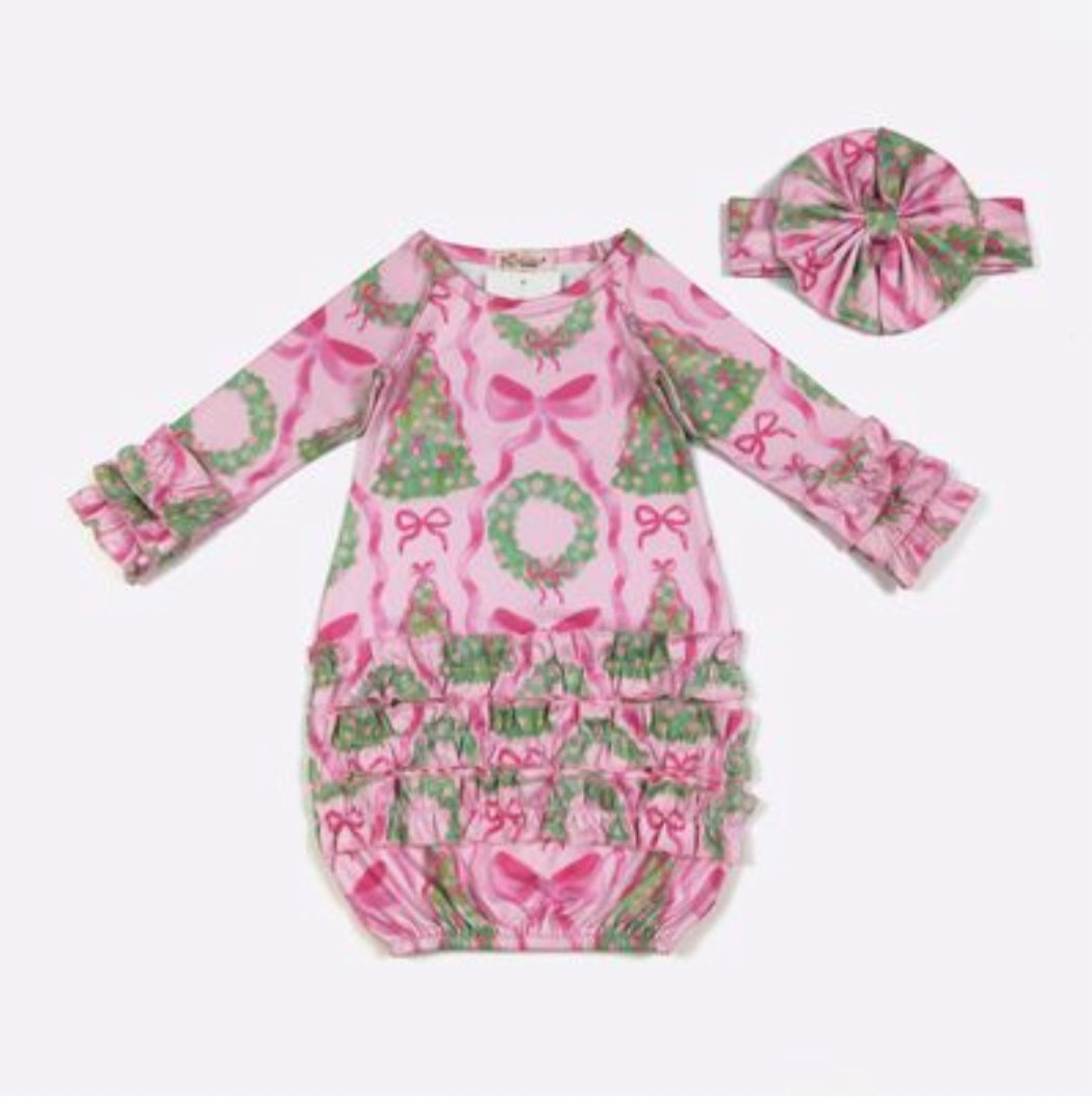 Fuchsia Wreath Baby Gown