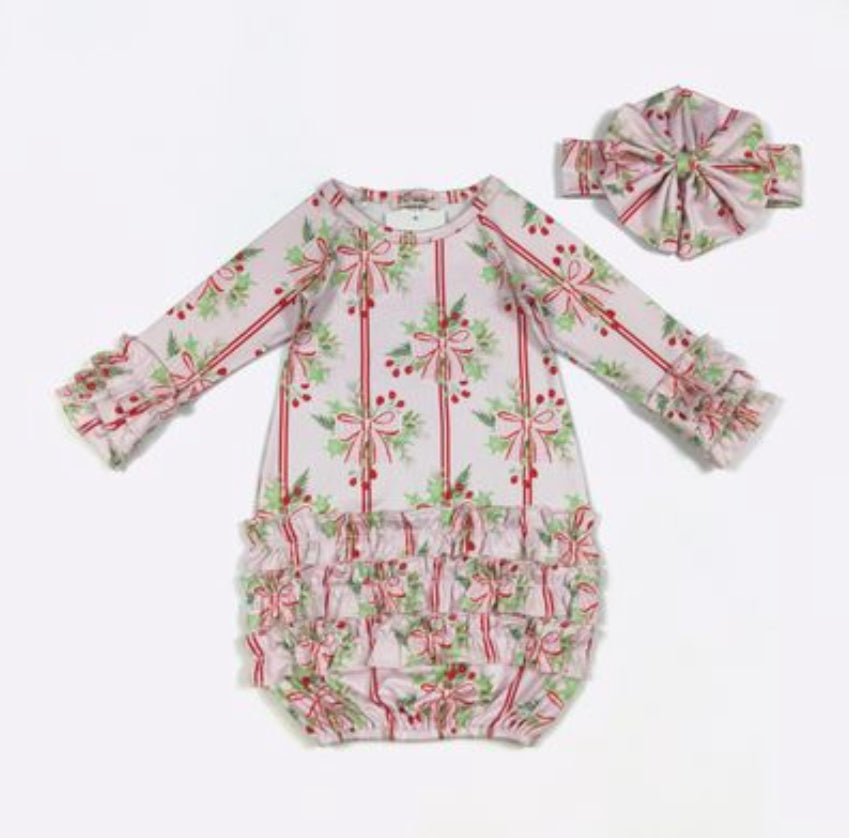 Holly Stripes Baby Gown