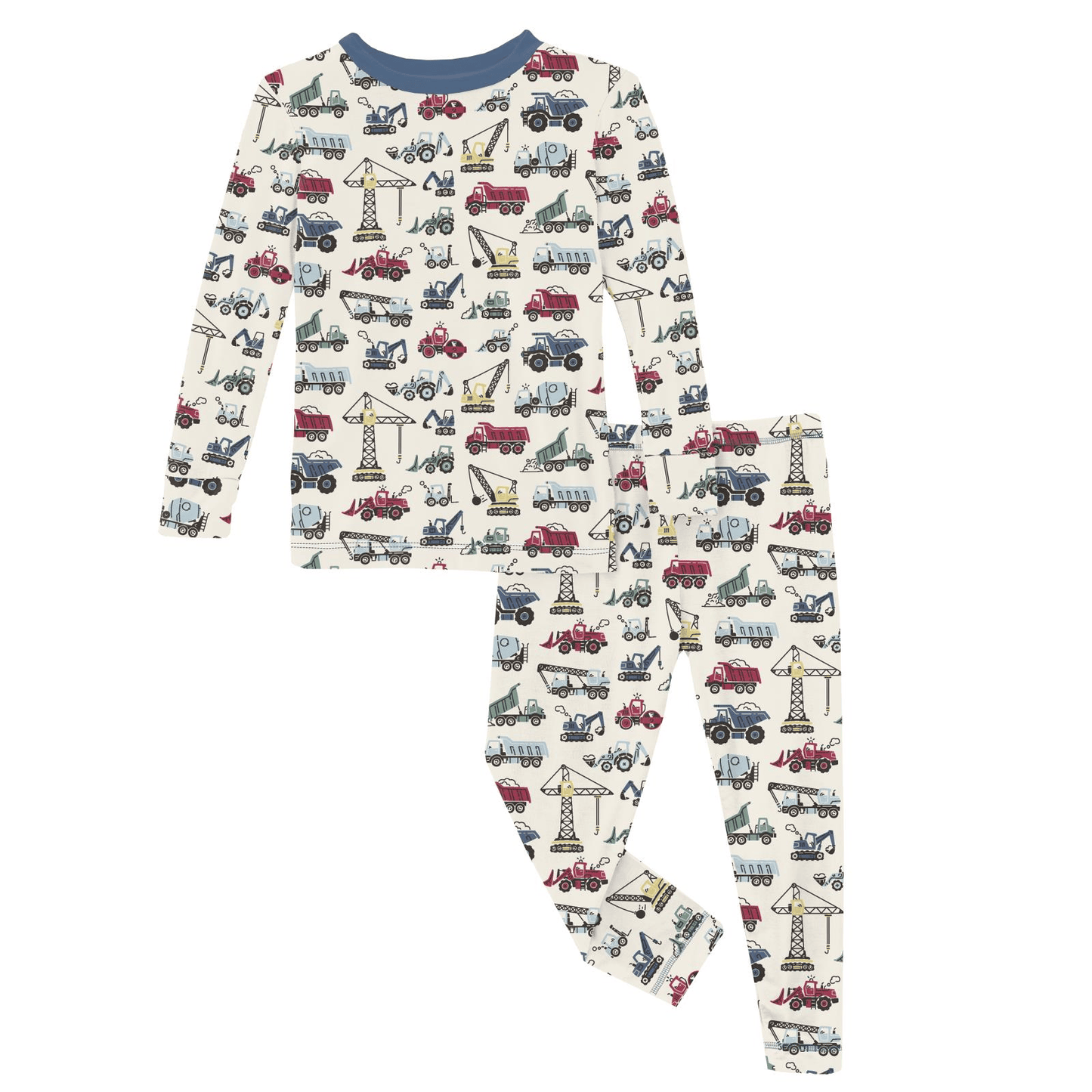Bamboo Long Sleeve Pajama Set - Natural Construction Trucks