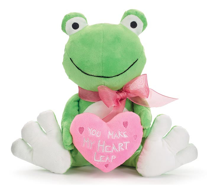 GREEN FROG PINK HEART YOU MAKE MY HEART PLUSH