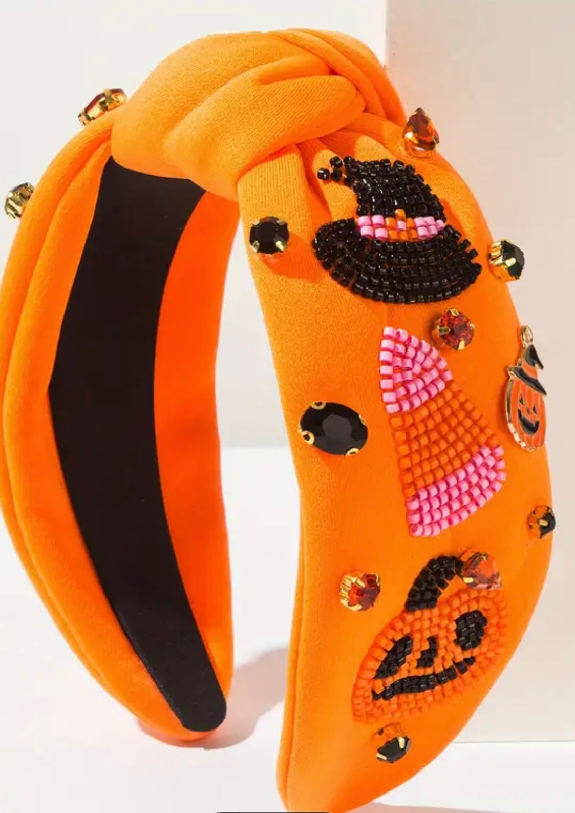Orange Halloween Beaded Headband