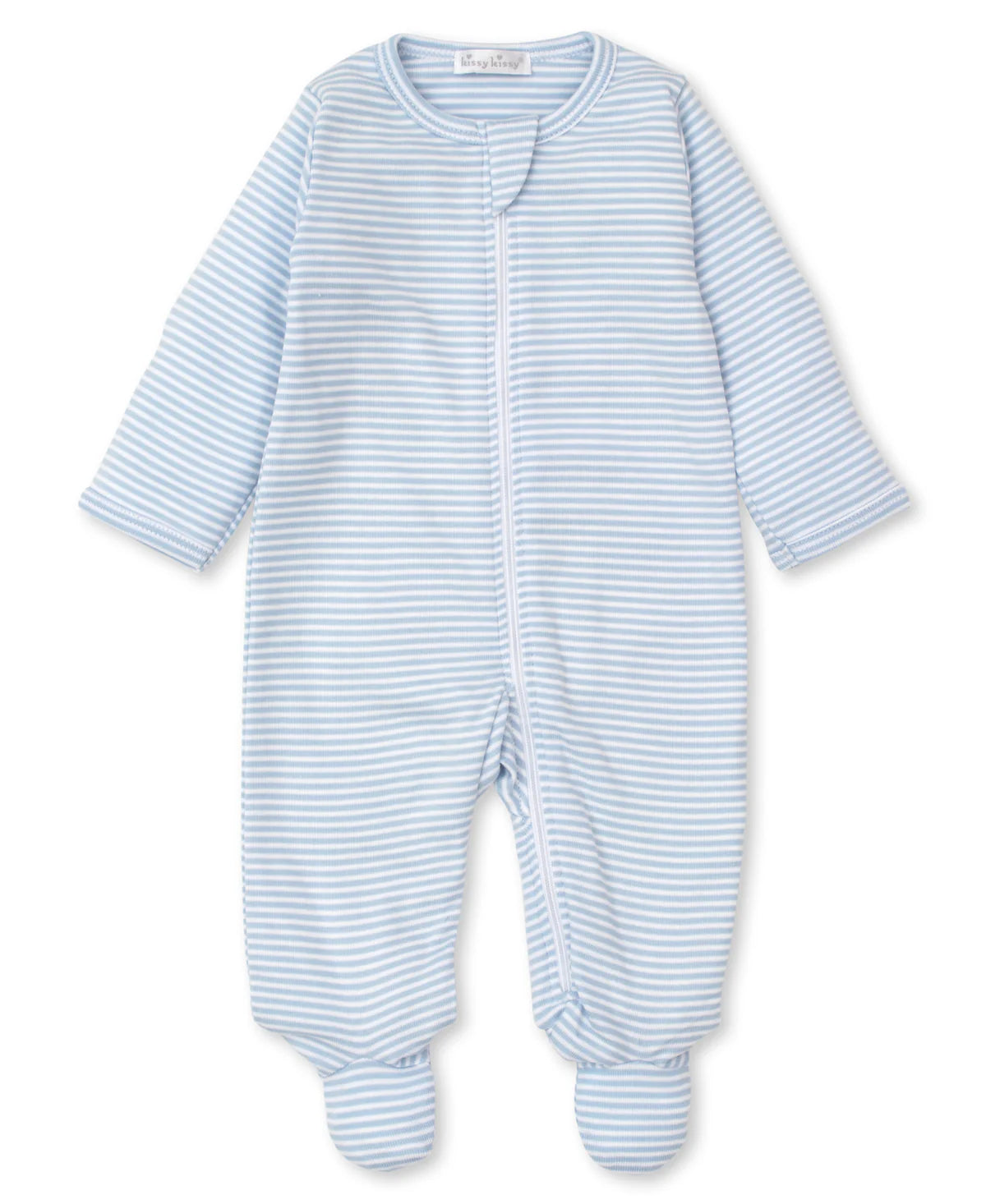 Light Blue Stripes Footie W Zip