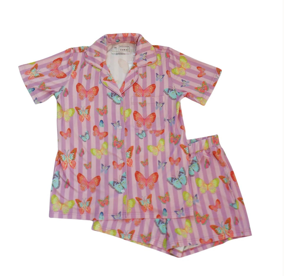 Adult Pajama Set-Butterfly Pink