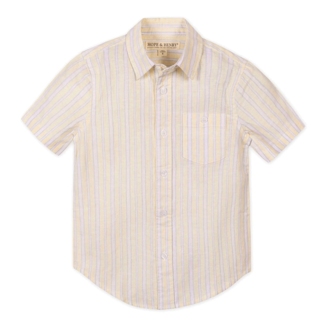 Yellow Short Sleeve Linen Shirt