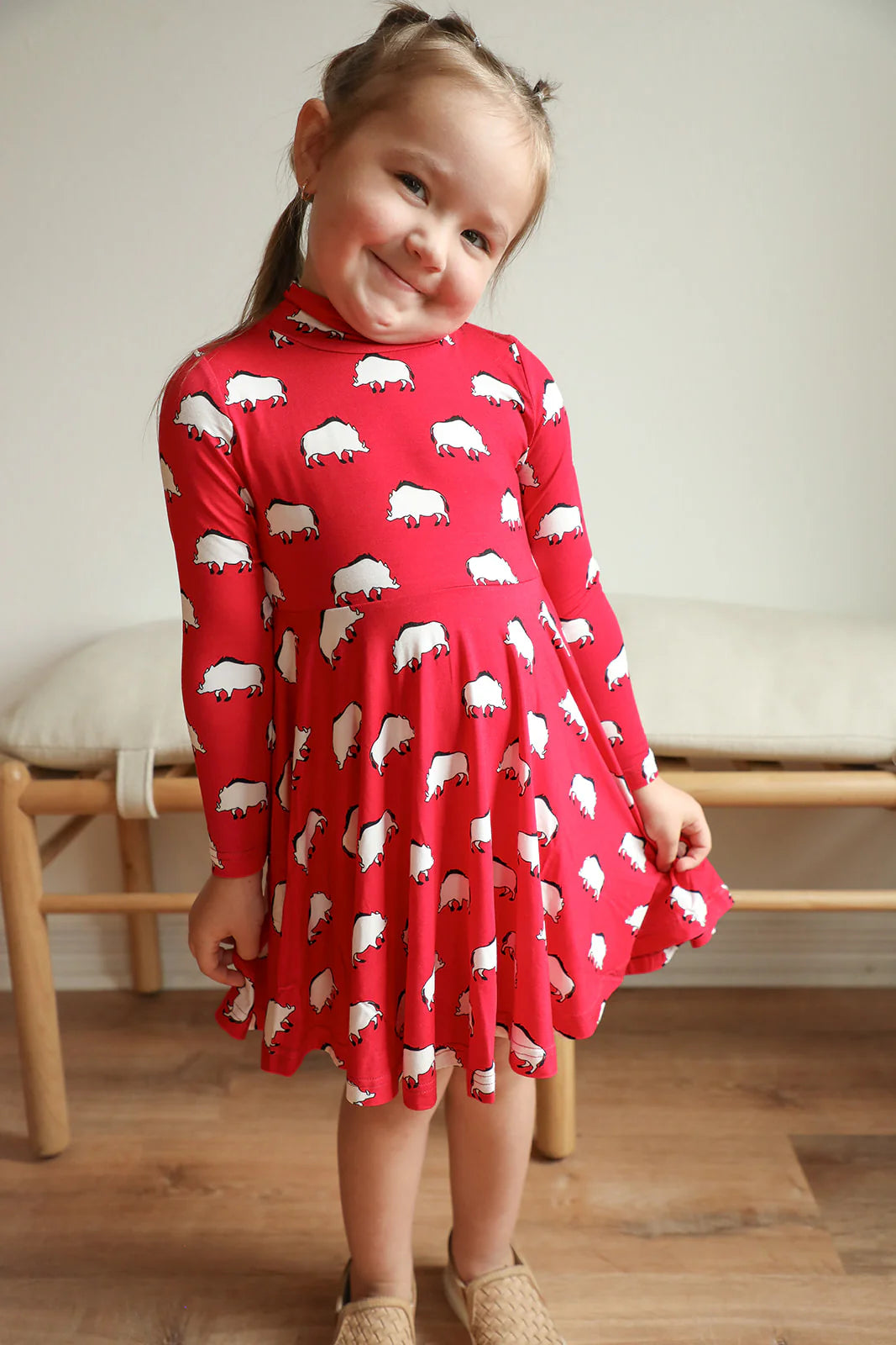 Razorback Long Sleeve Twirl Dress