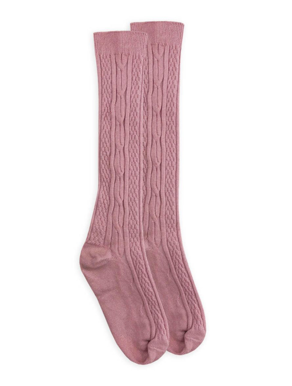 Mauve Cable Knee High Socks