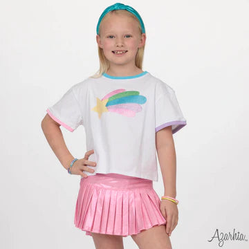 Glitter Rainbow Star Ringer Boxy Tee