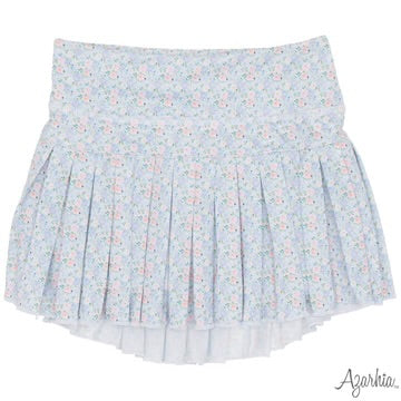 Grand Blue Flowers Mini Pleated Skort