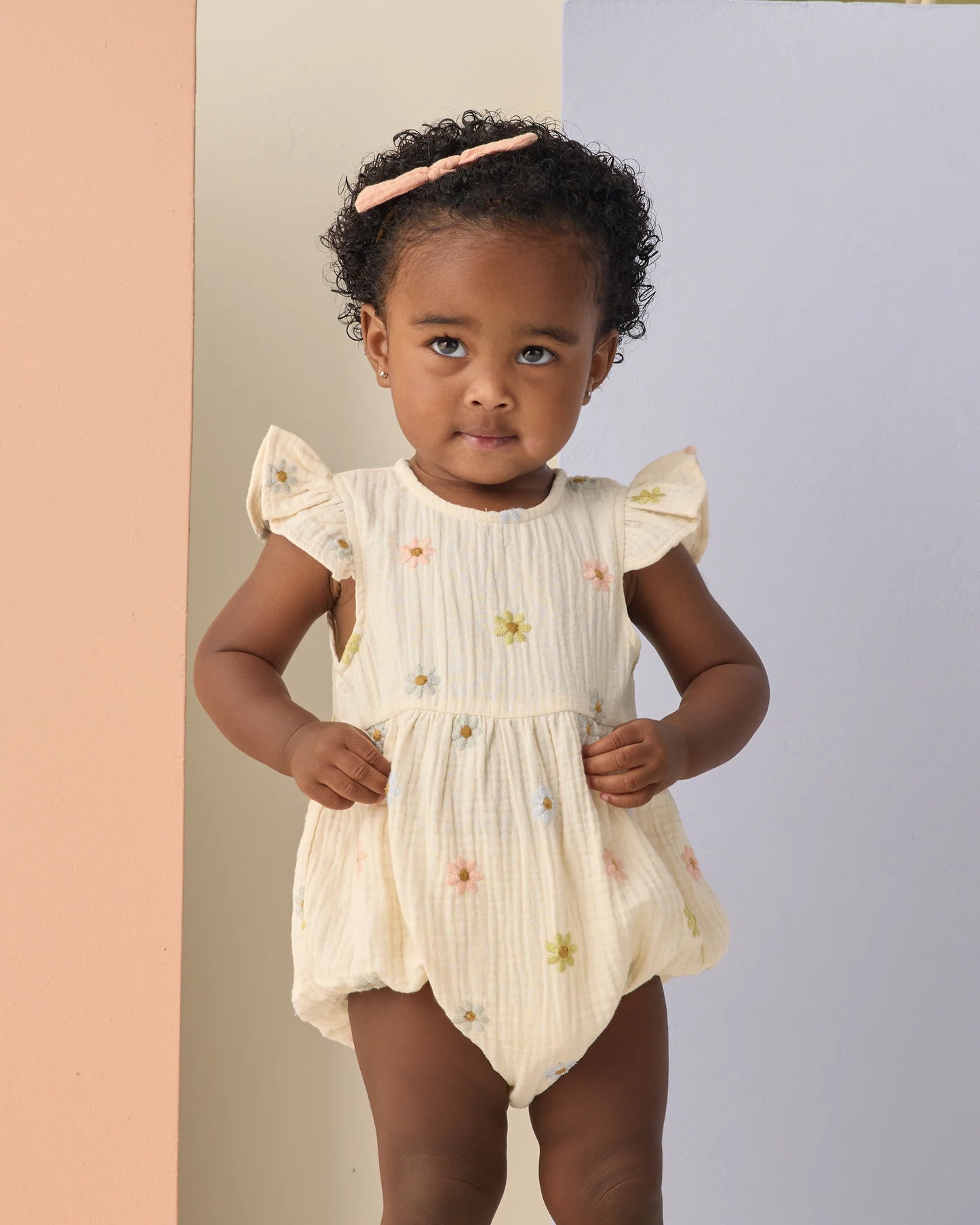 Amelia Romper Embroidered Daisies