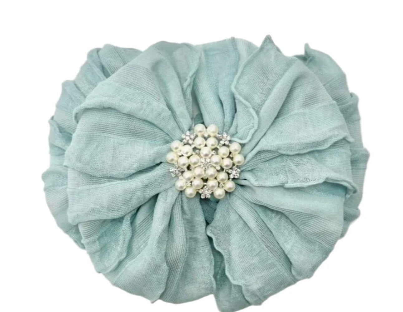 Baby Blue Pearl Ruffled Headband