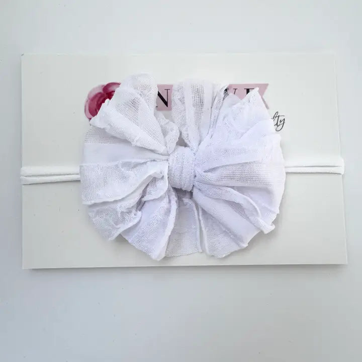 White Skinny Mini Ruffled Headband