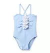 Swiss Blue Rosette Scalloped Swimsuit
