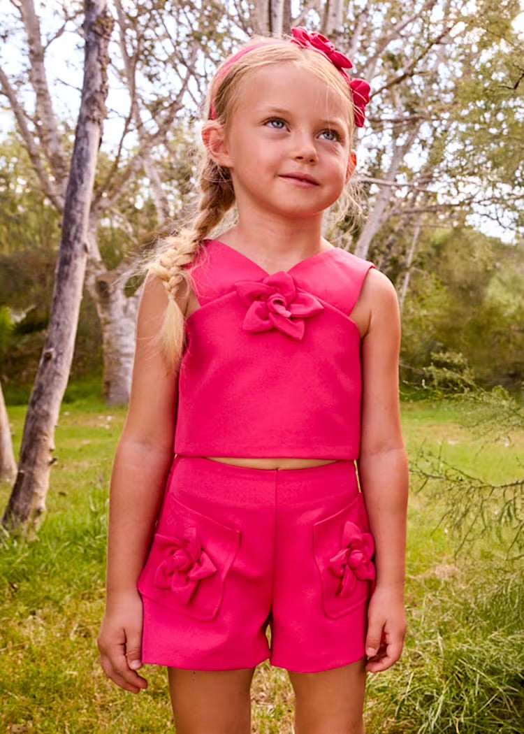 Flower Applique Shorts and Top Set - Bermuda