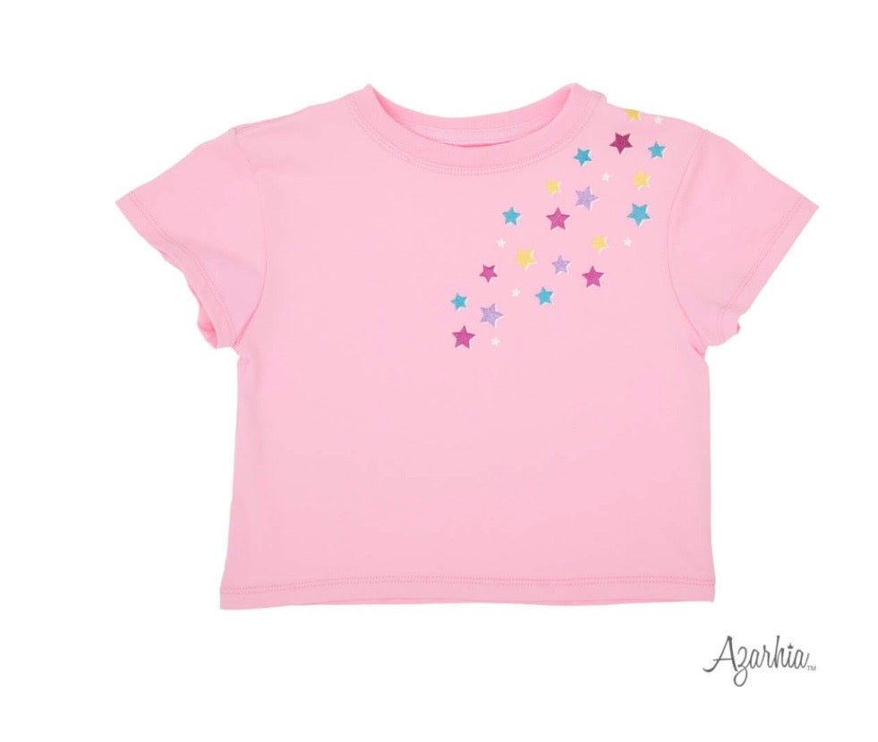 Pink Glitter Falling Stars Pink Boxy Tee