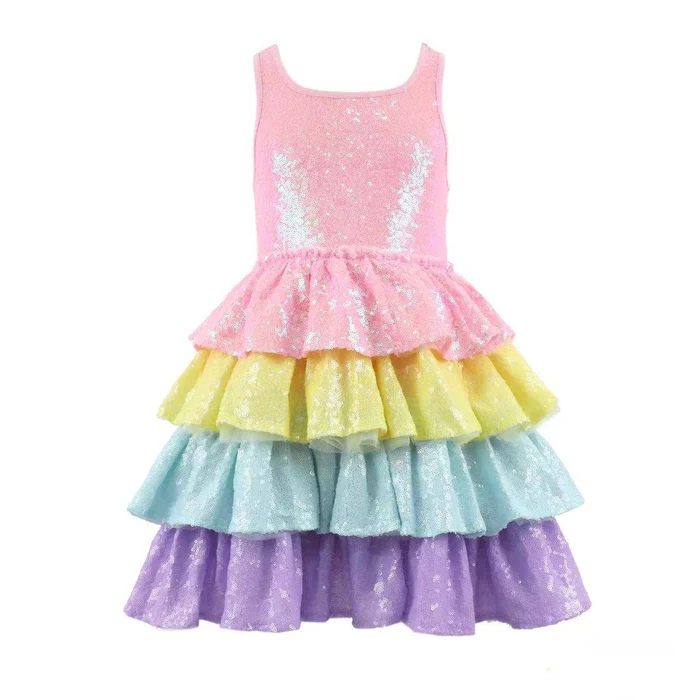 Rainbow Sequin Tiered Dream Dress