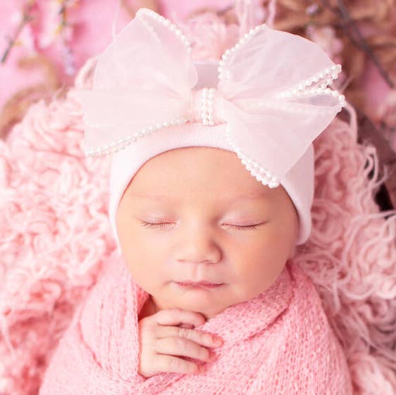Pink Chiffon Pearl Bow