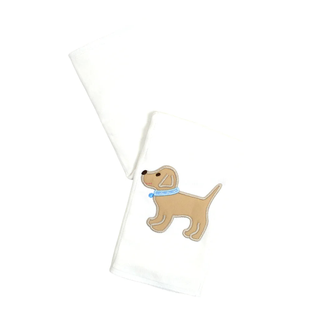 Blue Puppy Appliqué Burp Cloth